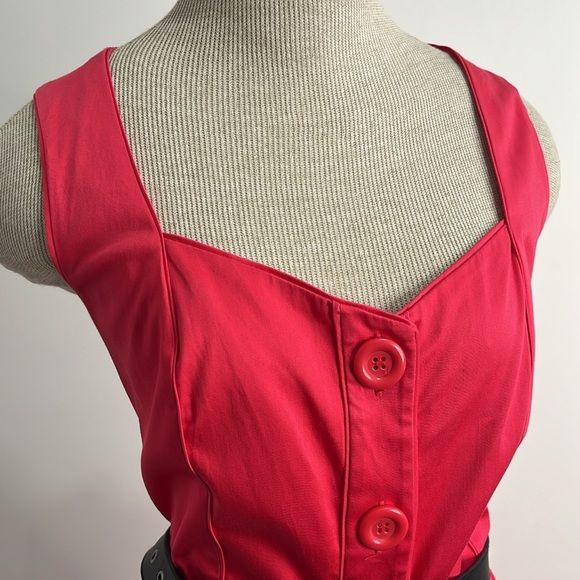 Spense Womens Rockabilly Dress Size 10 Bright Pink Square Sweetheart Neck - Flaw - Picture 7 of 16